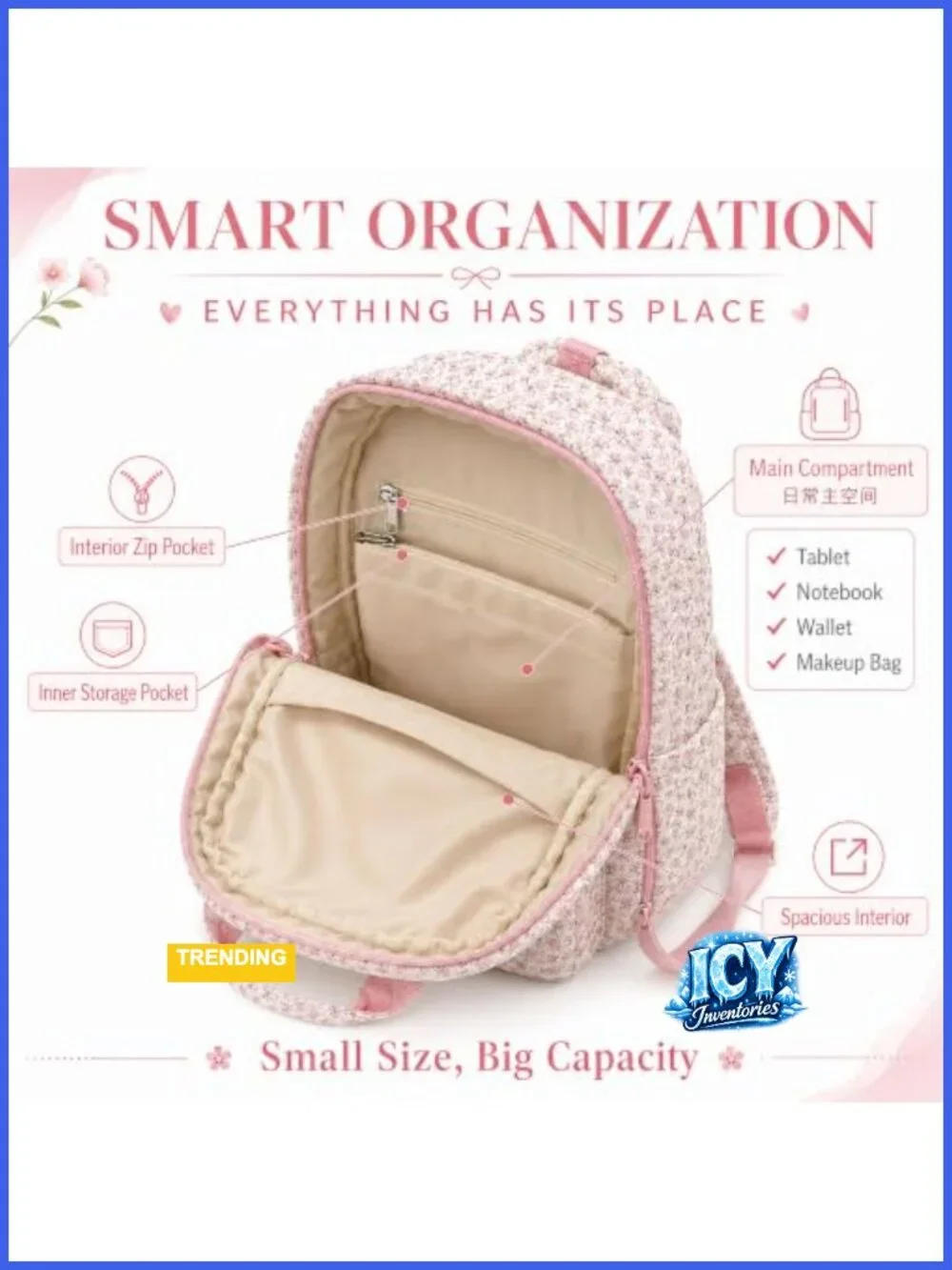 Quilted Cotton Backpack Purse with Multiple Pockets and Detachable Coin Pouch